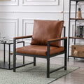 Orange PU Leather Metal Frame Accent Chair W759