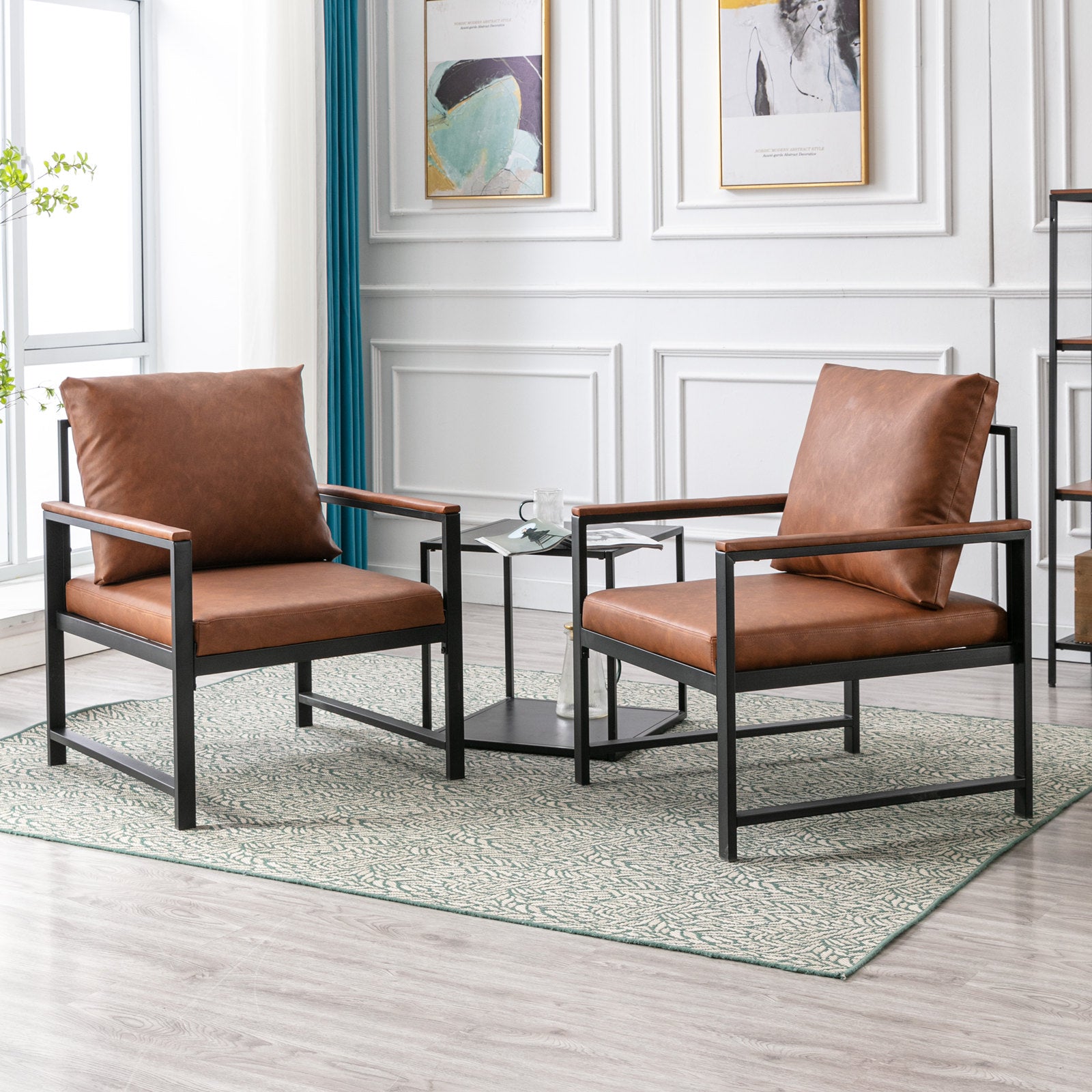 Orange PU Leather Metal Frame Accent Chair W759