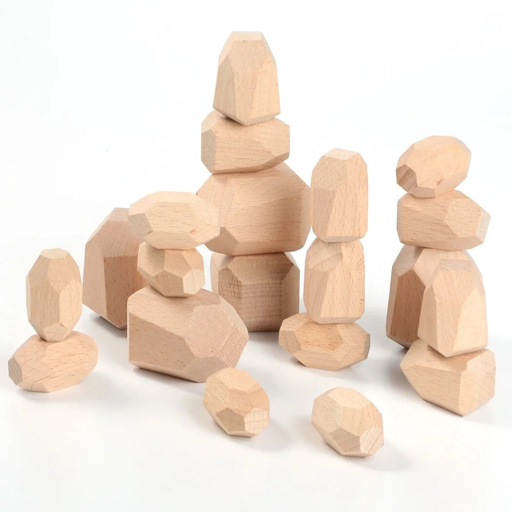 20 Pcs Wooden Stacking Rocks Irregular Building Blocks L962600