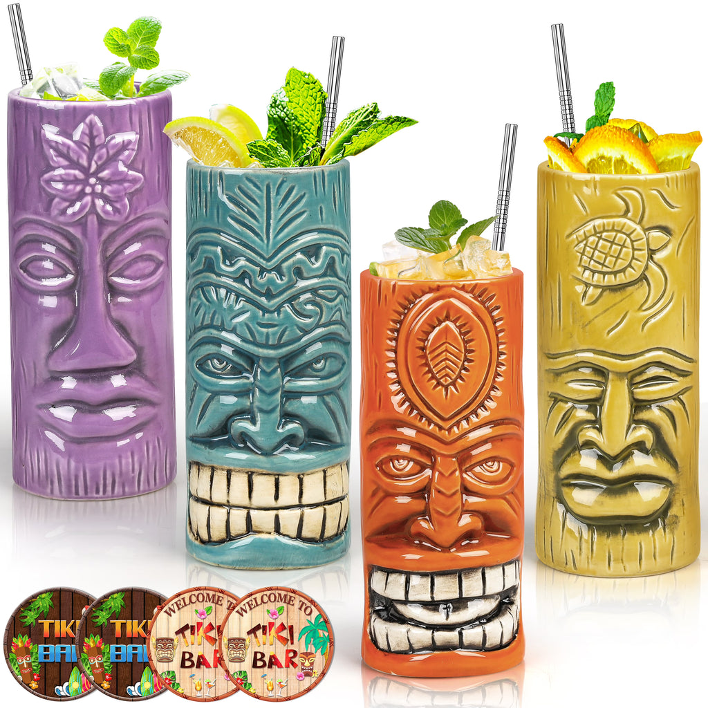 Ceramic Tiki Mugs Set of 4 N7687
