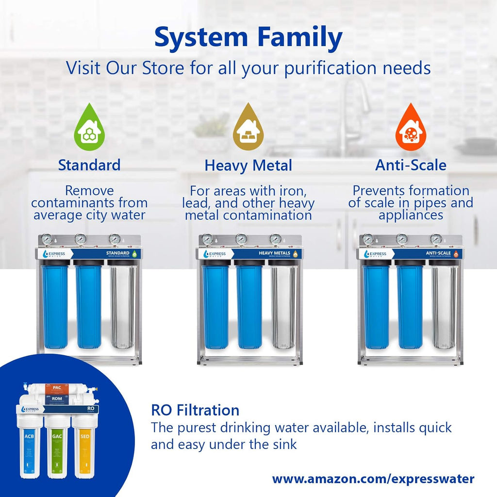 Whole House Water Filtration System with Polyphosphate Conditioner, Blue N481