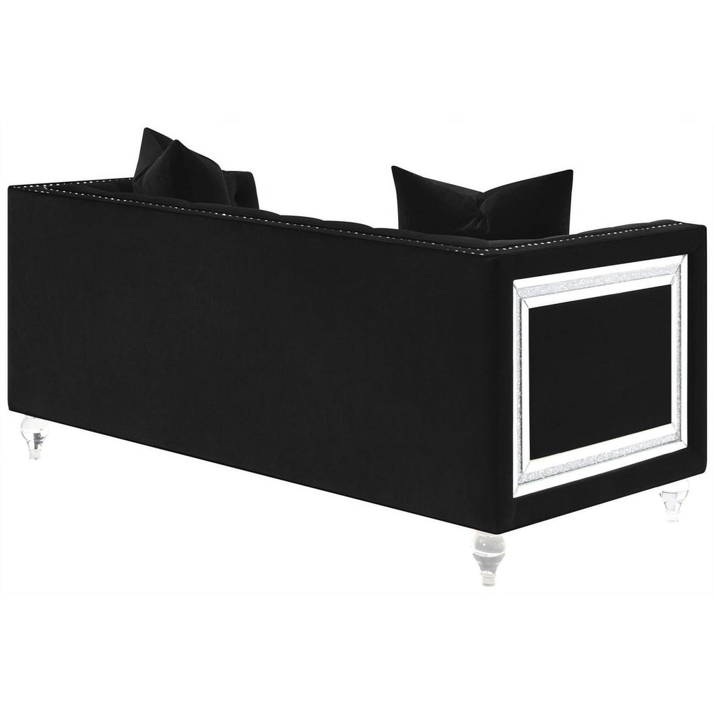 Black Velvet Tufted Arm Loveseat K779544