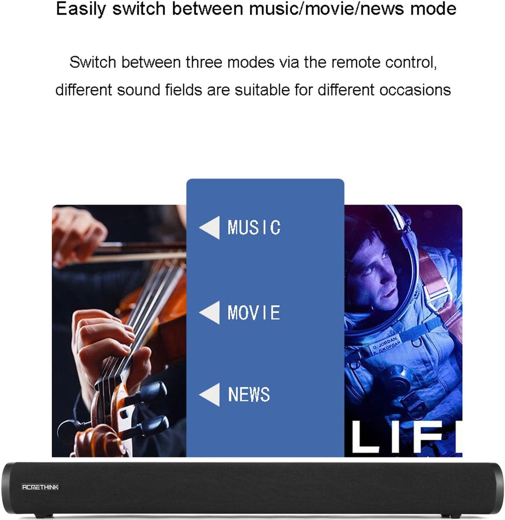 24-Inch Sound Bar with Bluetooth 5.0, USB, AUX/RCA, Optical, HDMI ARC, Pack of 2 Z30076