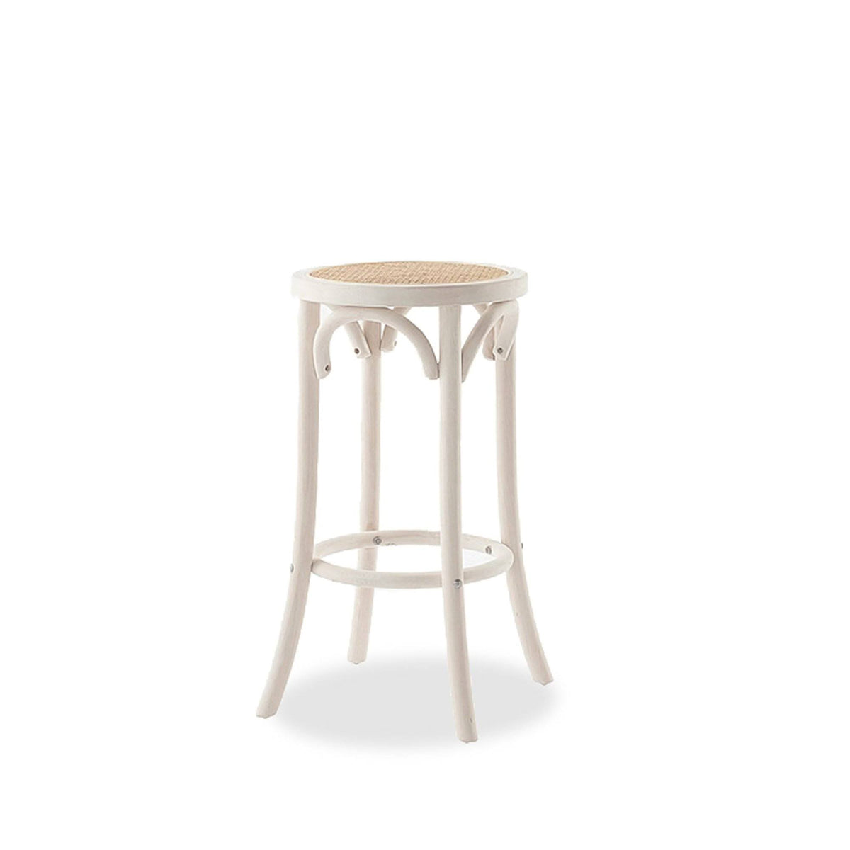 White Backless Rattan Barstool B8725
