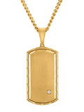 Men's Gold-Tone Stainless Steel Cubic Zirconia Dog Tag Pendant Necklace T587