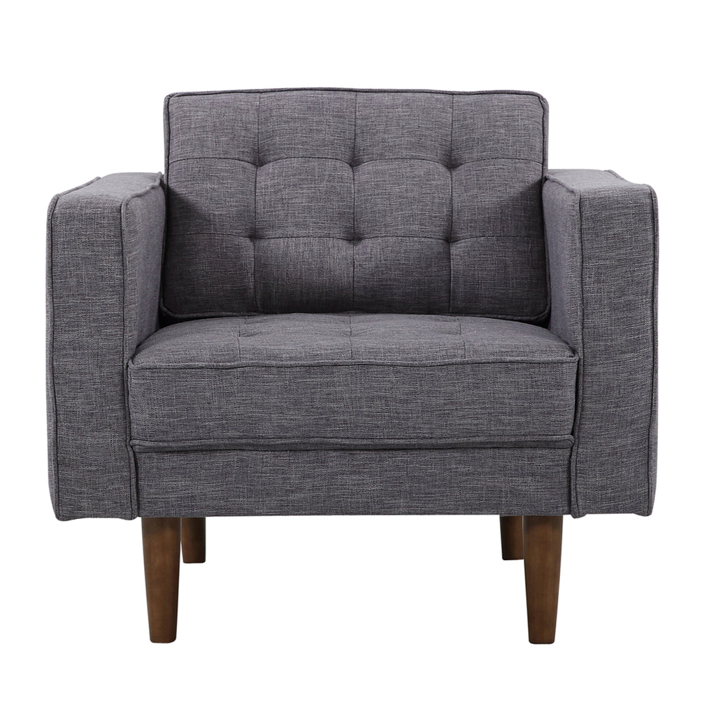 Gray Fabric Button Tufted Back Chair with Track Arms Y776106