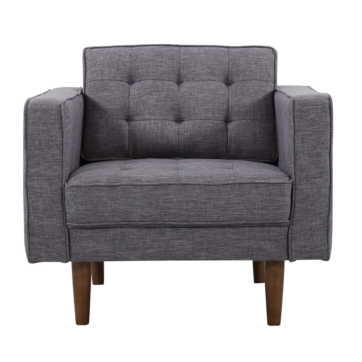 Gray Fabric Button Tufted Back Chair with Track Arms Y776106