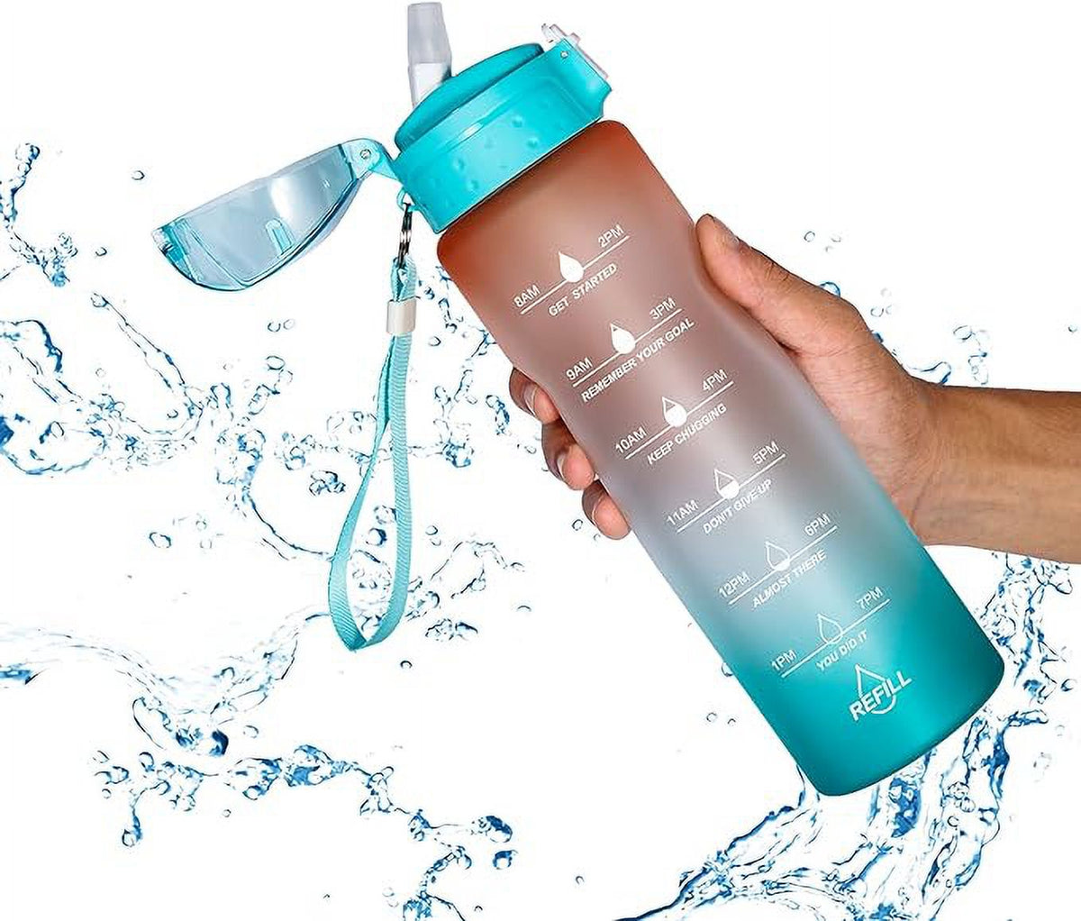 32oz Water Bottle with Straw and Time Marker B975270