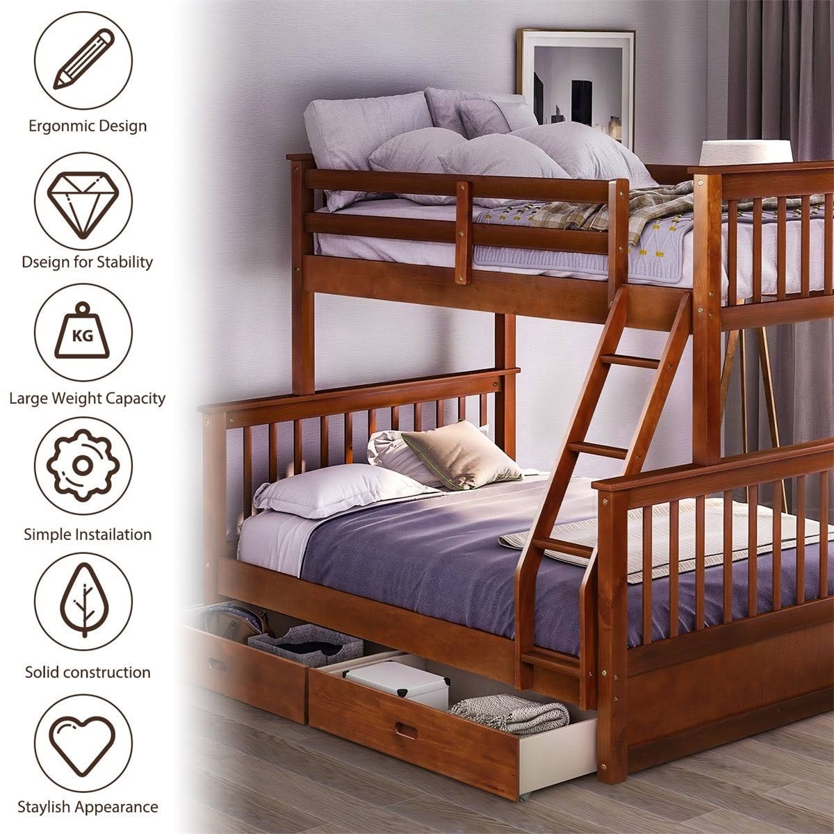 Twin Over Full Bunk Bed with Ladders and 2 Storage Drawers G7260