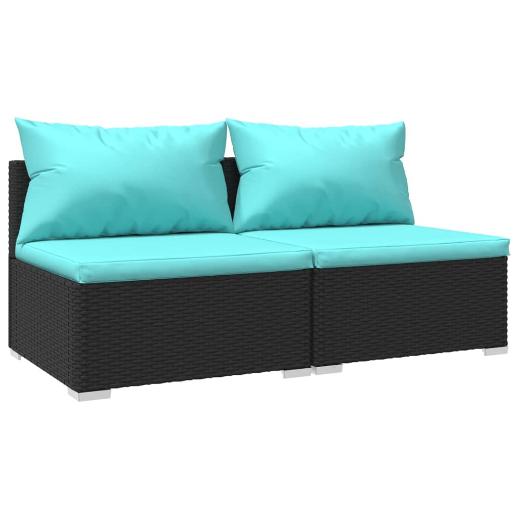 2 Piece Patio Furniture Set with Cushions Poly Rattan Black U32118