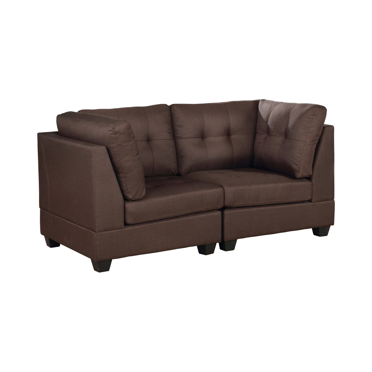 Brown Linen Fabric Loveseat E4633