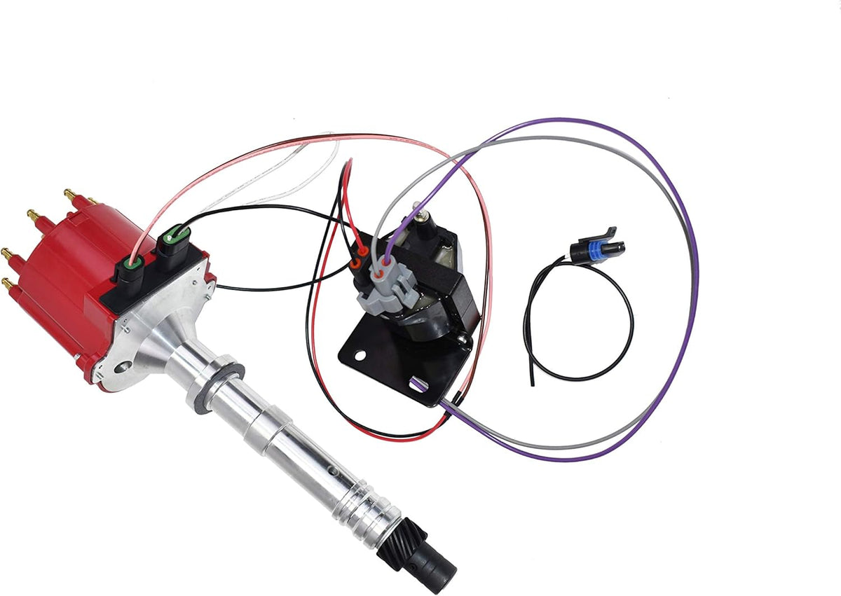 Marine Electronic Ignition Distributor and Coil Upgrade Kit V8 5.0 5.7 7.4 Red Cap S355334