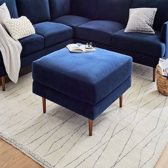Mauve Distressed Velvet Ottoman I124338