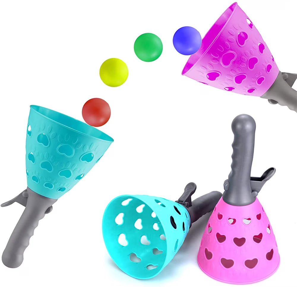 Pop-Pass-Catch Ball Game with 2 Catch Launcher Baskets and 4 Balls E2337