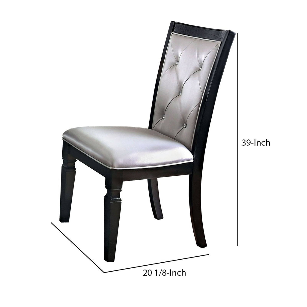 Silver and Black Wooden Side Chair Set of 2 D3925