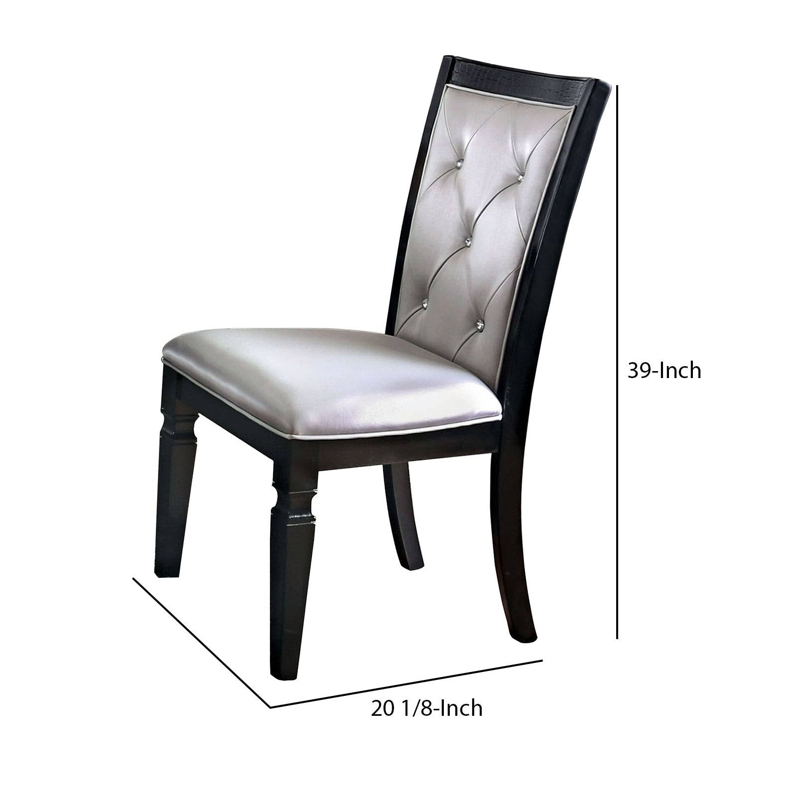 Silver and Black Wooden Side Chair Set of 2 D3925