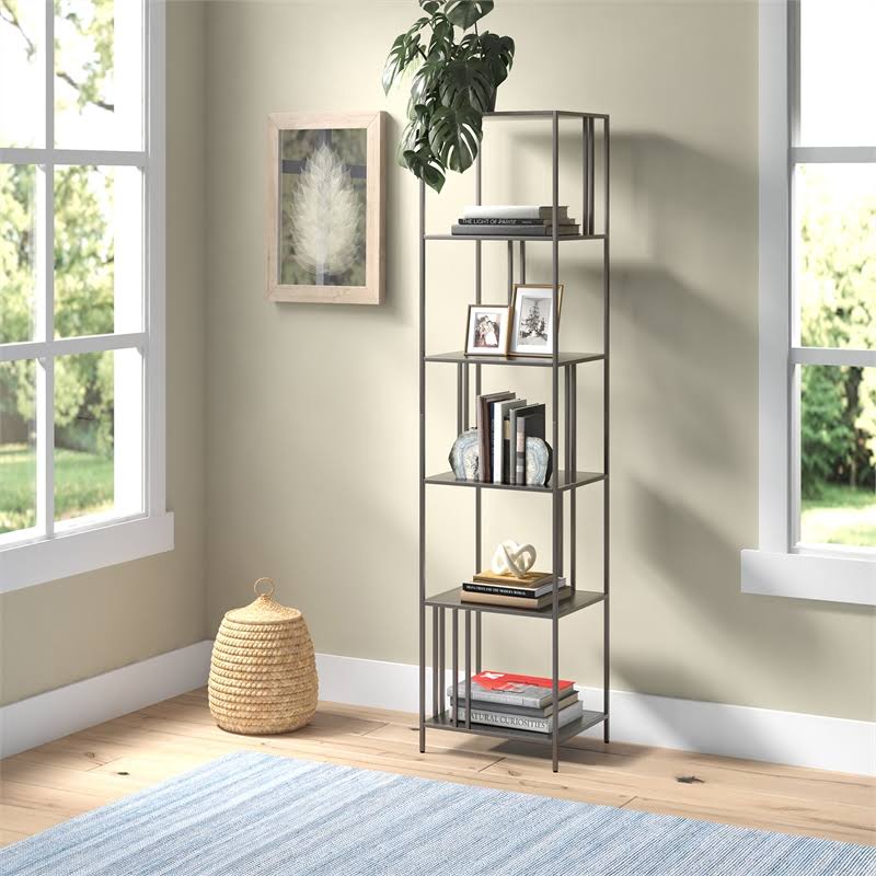 18 in. Gunmetal Gray Bookcase W13048