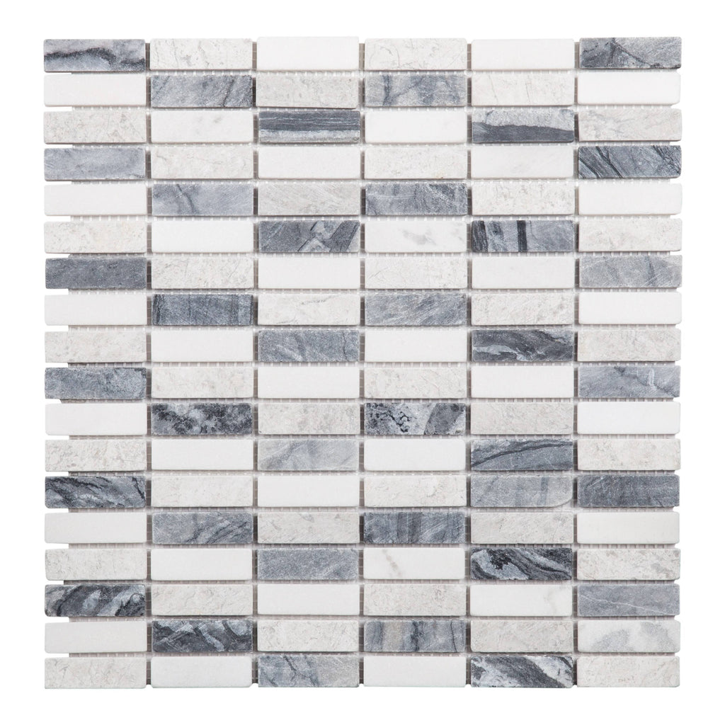 Beige Grey White Mosaic Subway Tile W6229