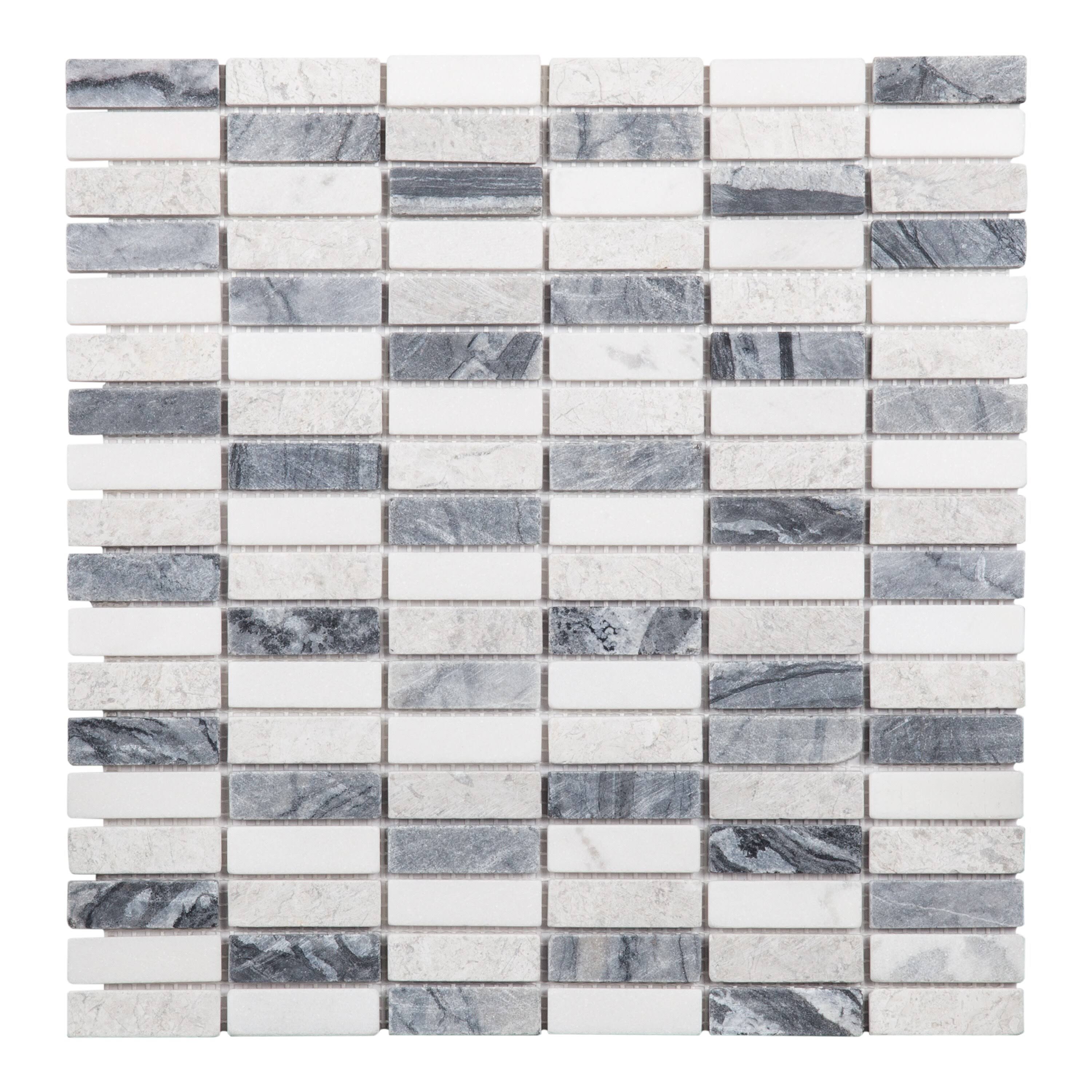 Beige Grey White Mosaic Subway Tile W6229