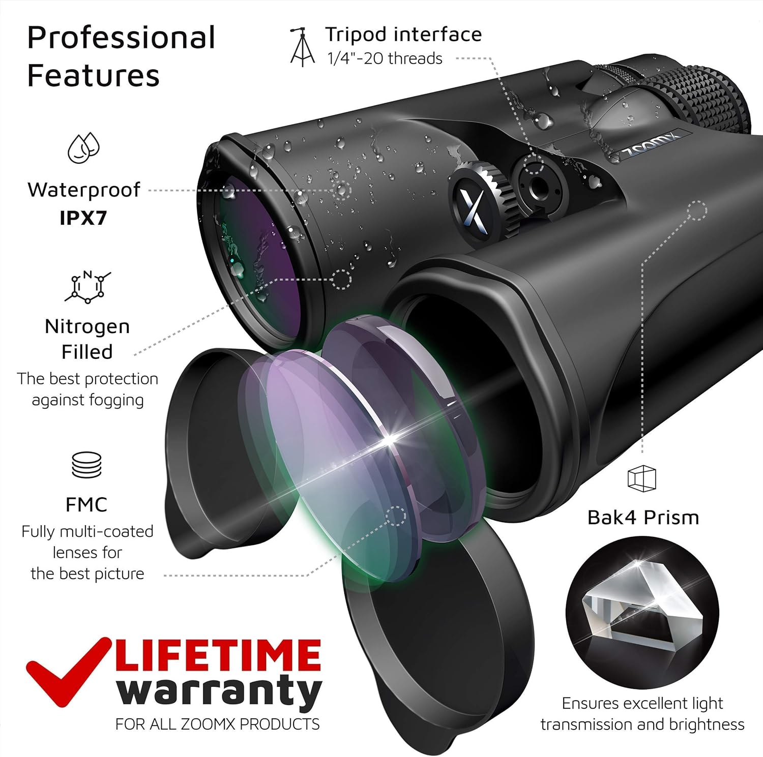 10x42 Waterproof HD Binoculars with Carrying Bag R9031