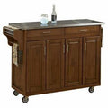 Stainless Top Kitchen Cart in Cottage Oak K3580