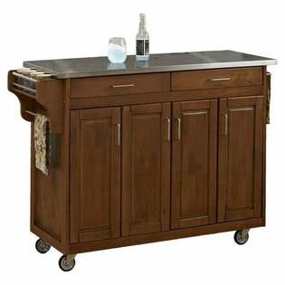 Stainless Top Kitchen Cart in Cottage Oak K3580