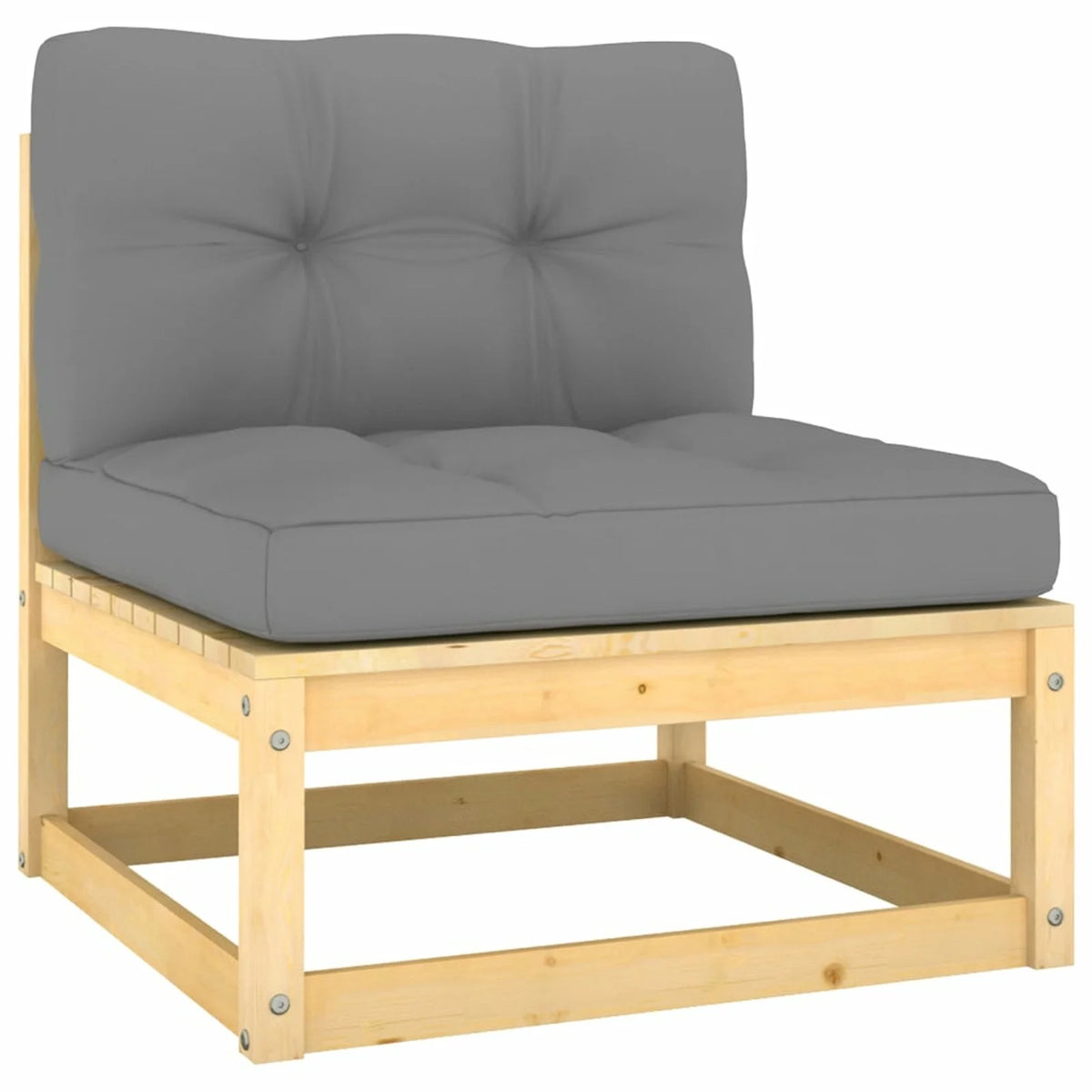 9 Piece Patio Lounge Set with Gray Cushion Pinewood Sectional Outdoor Furniture Set A30570