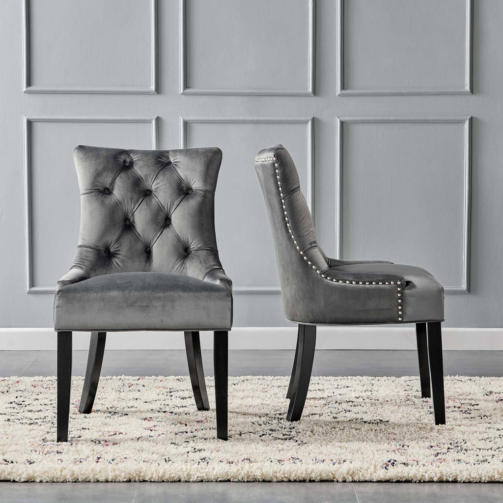White Tufted Performance Velvet Dining Side Chairs Set of 2 T528