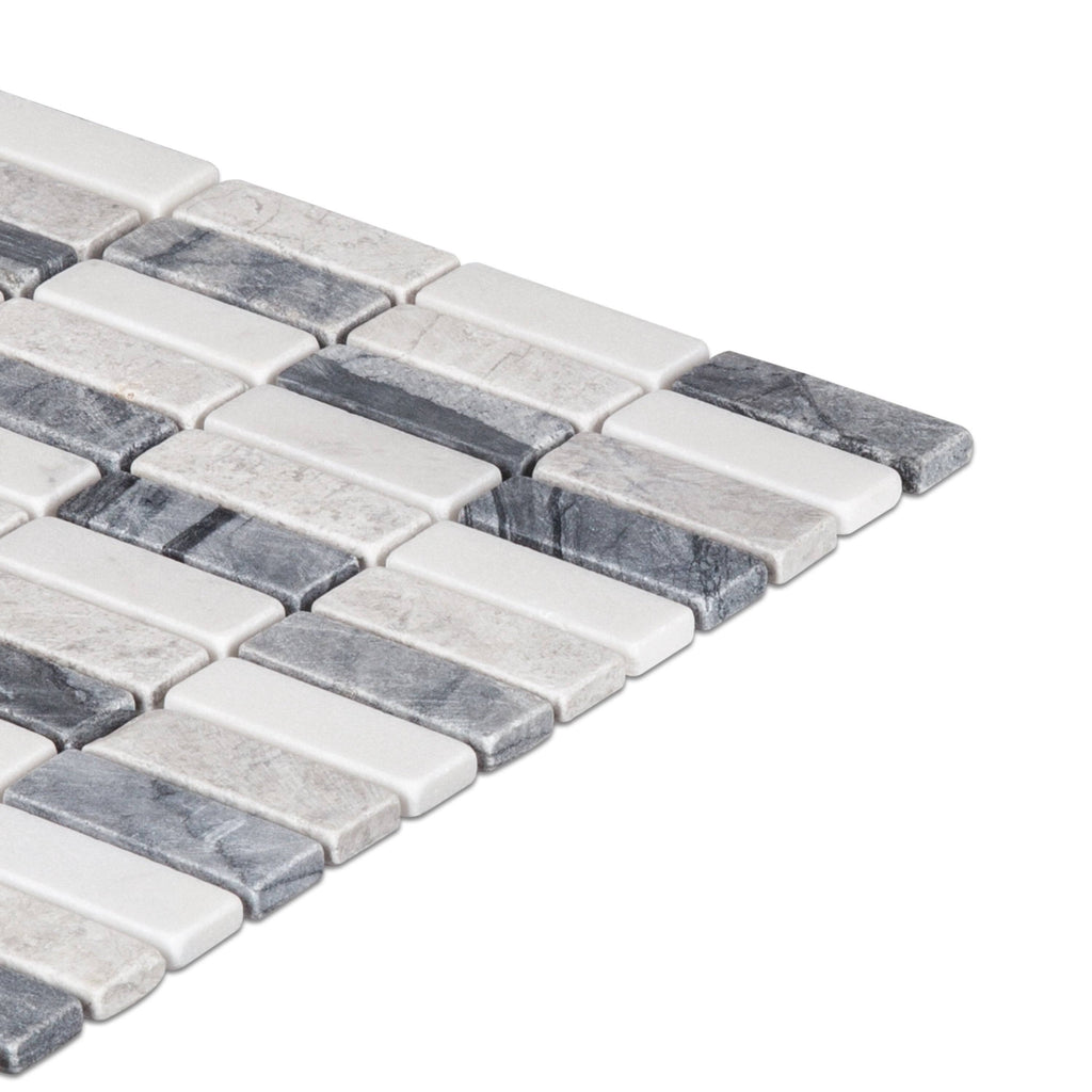 Beige Grey White Mosaic Subway Tile W6229