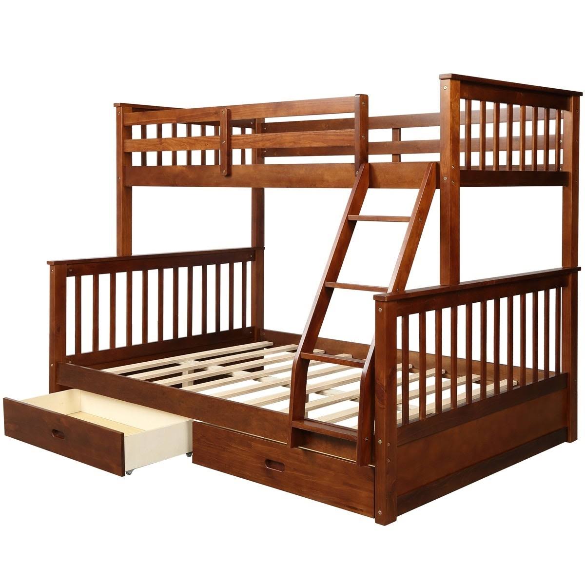 Twin Over Full Bunk Bed with Ladders and 2 Storage Drawers G7260
