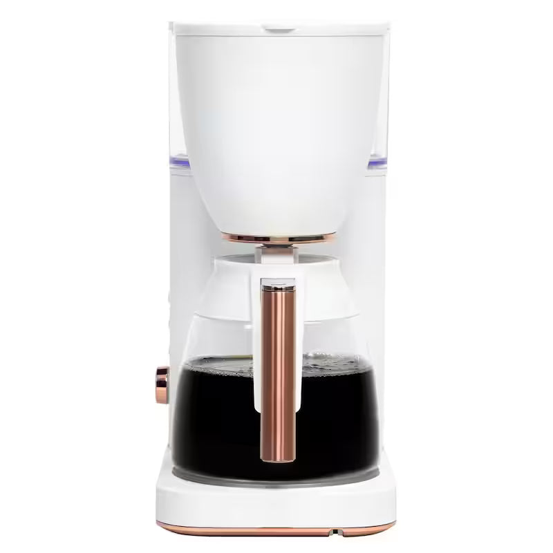 10 Cup Matte White Drip Coffee Maker with Glass Carafe L308418