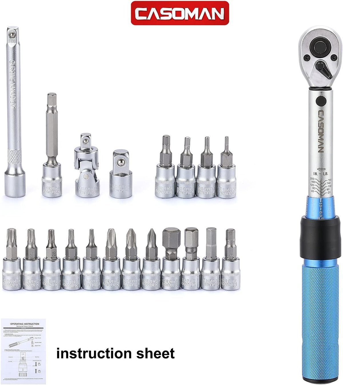 1/4-inch Drive Click Torque Wrench Set, Dual-Direction Adjustable, 90-Tooth, Pack of 2 D94778