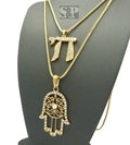 Iced Hamsa Pendant Necklace with Box Chain C17761