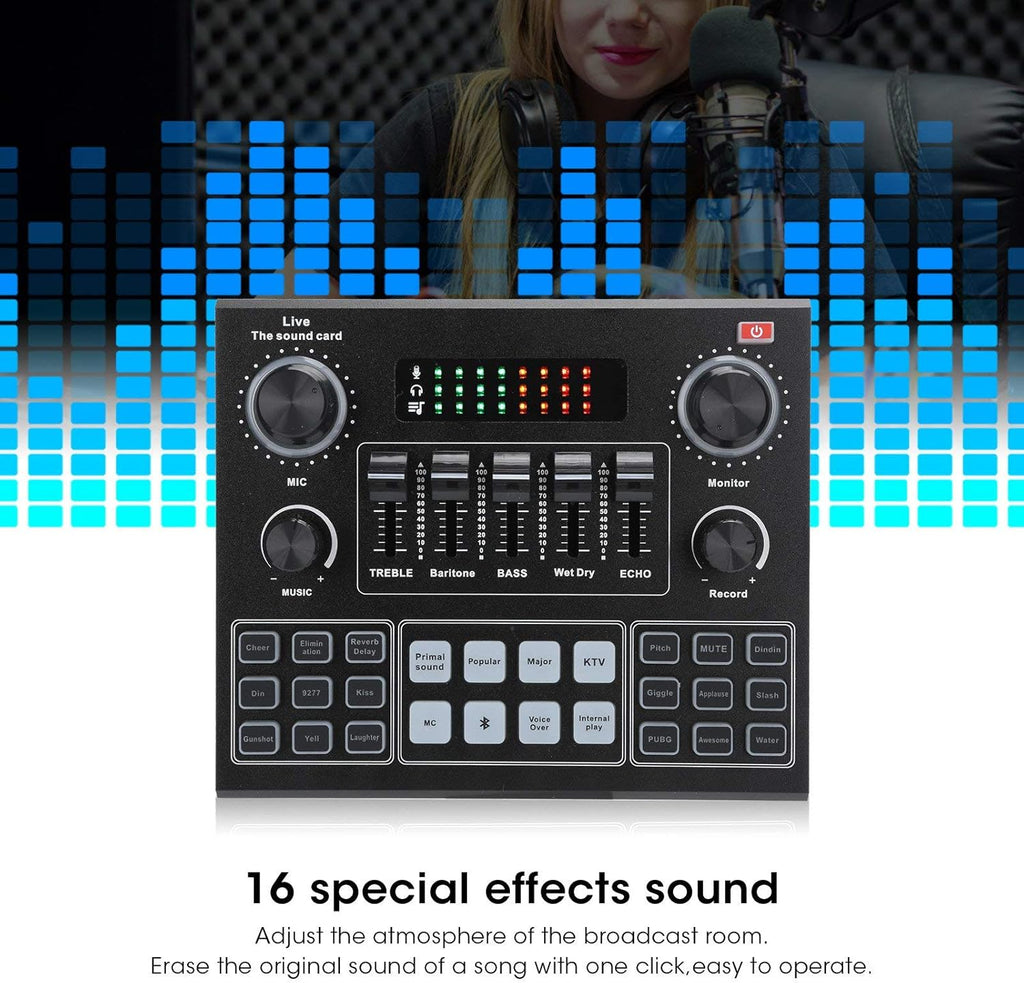 Bluetooth Sound Card Audio Mixer with Voice Change X8405