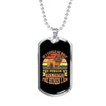 Peach Stainless Steel Dog Tag Necklace 24" Chain V207