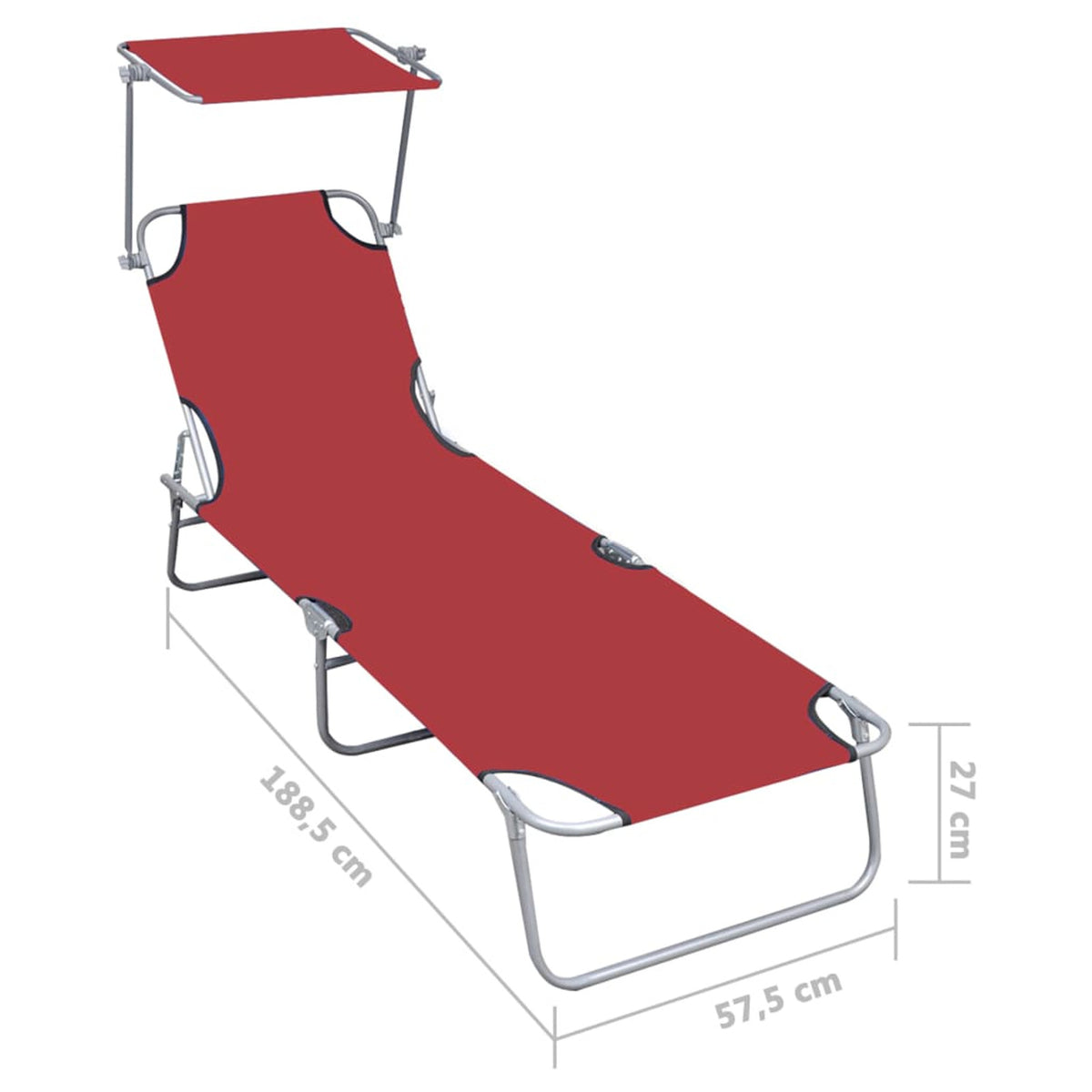 Red Aluminum Adjustable Chaise Chair with Canopy K68798