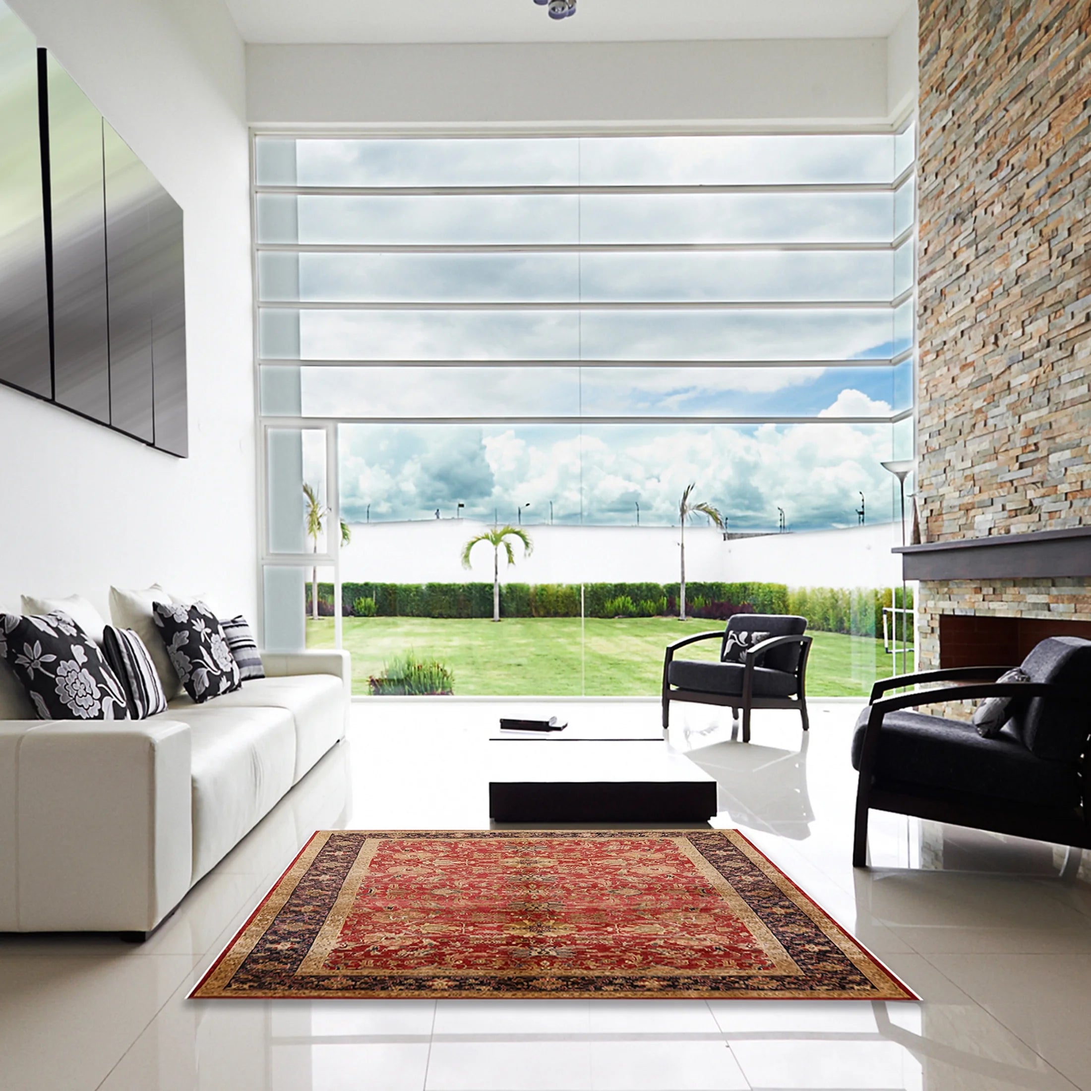 Brown Sand Oriental Area Rug Q671
