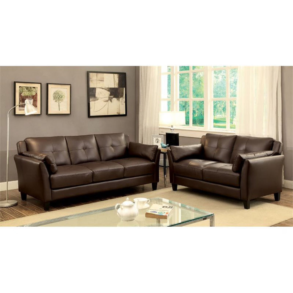 Brown Faux Leather 2-Piece Sofa Set A803075