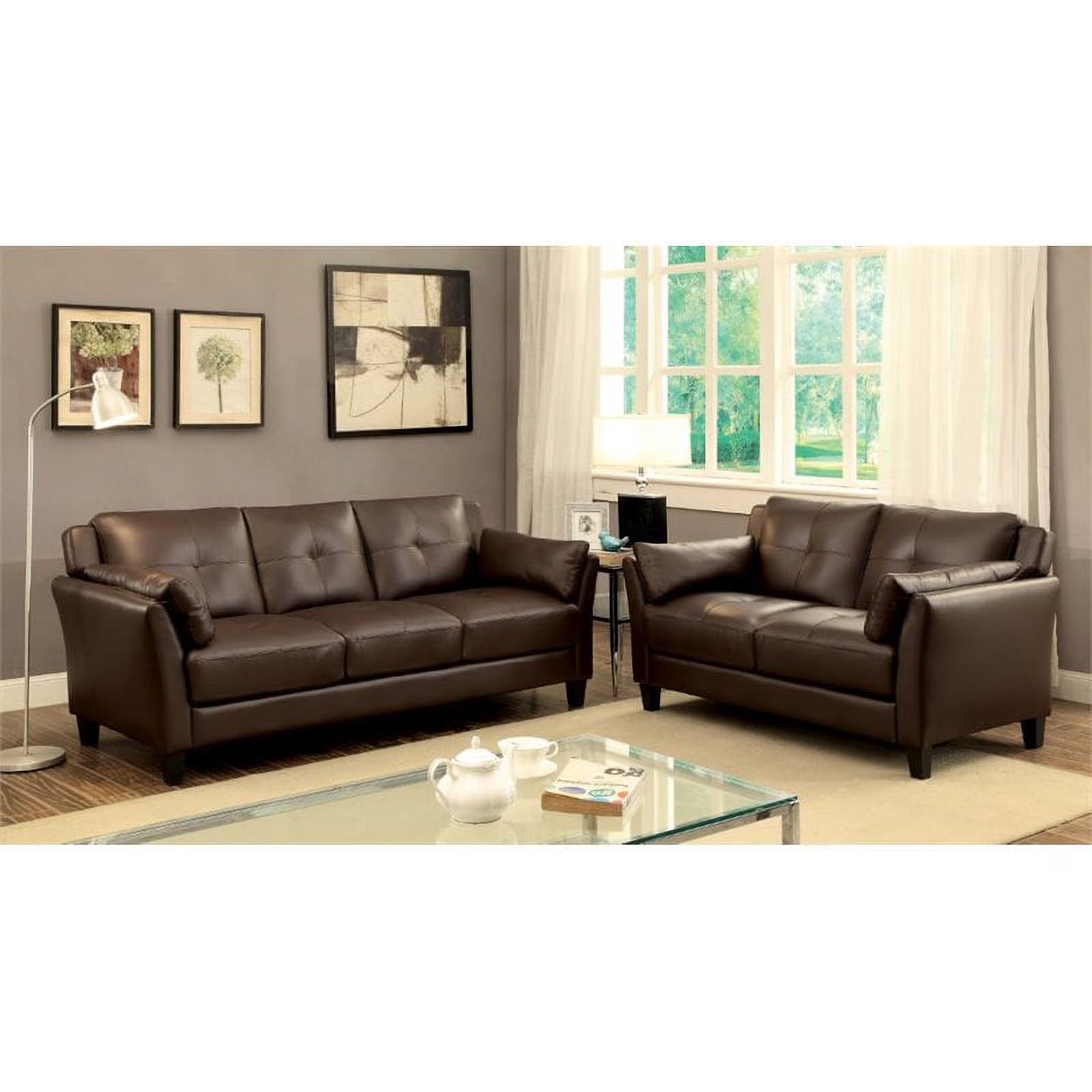 Brown Faux Leather 2-Piece Sofa Set A803075