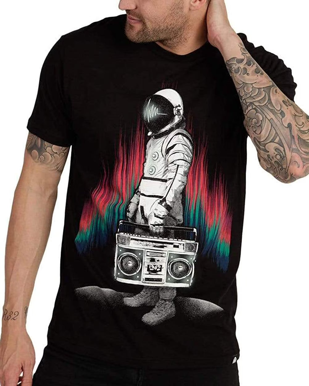 Black Graphic Tees X4010