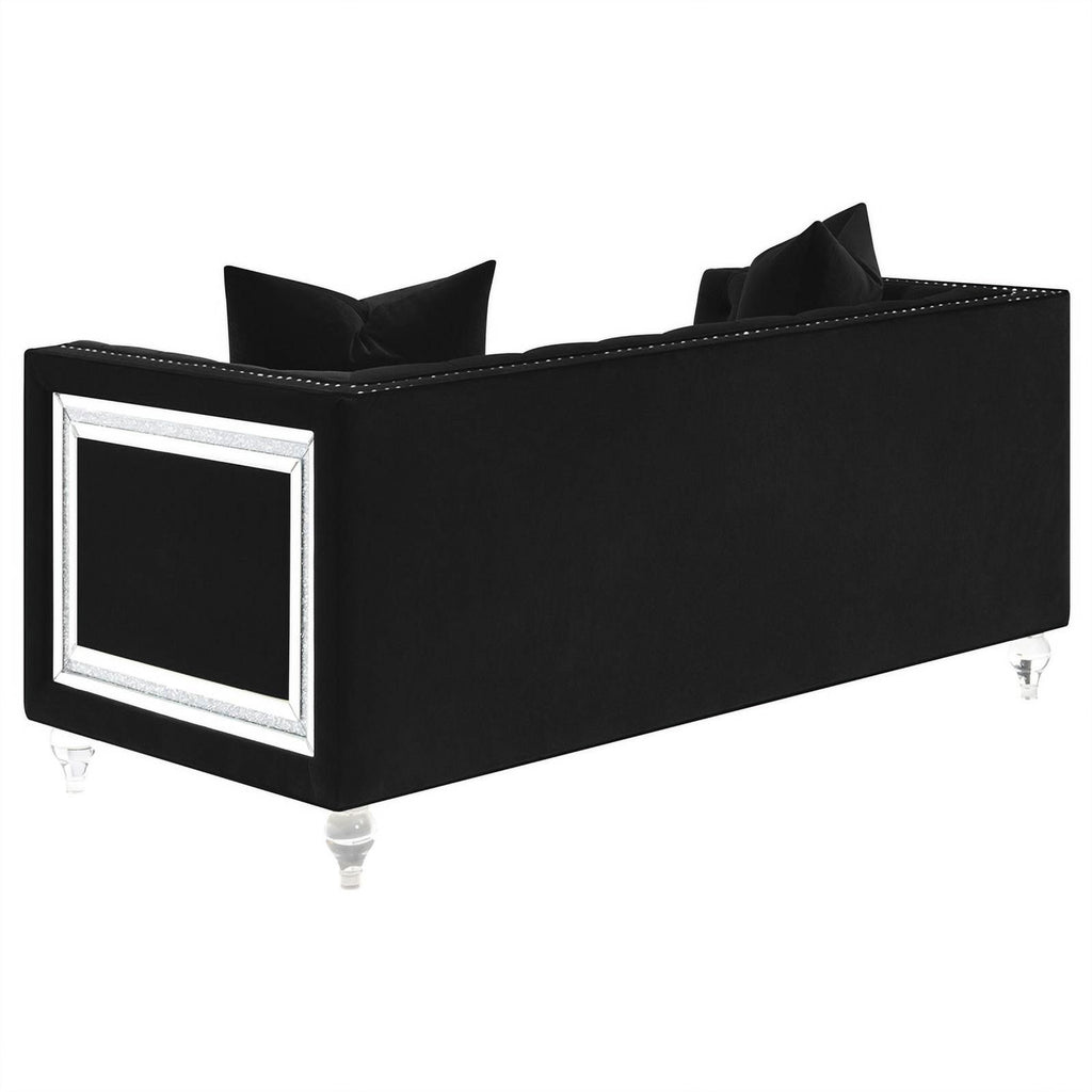 Black Velvet Tufted Arm Loveseat K779544