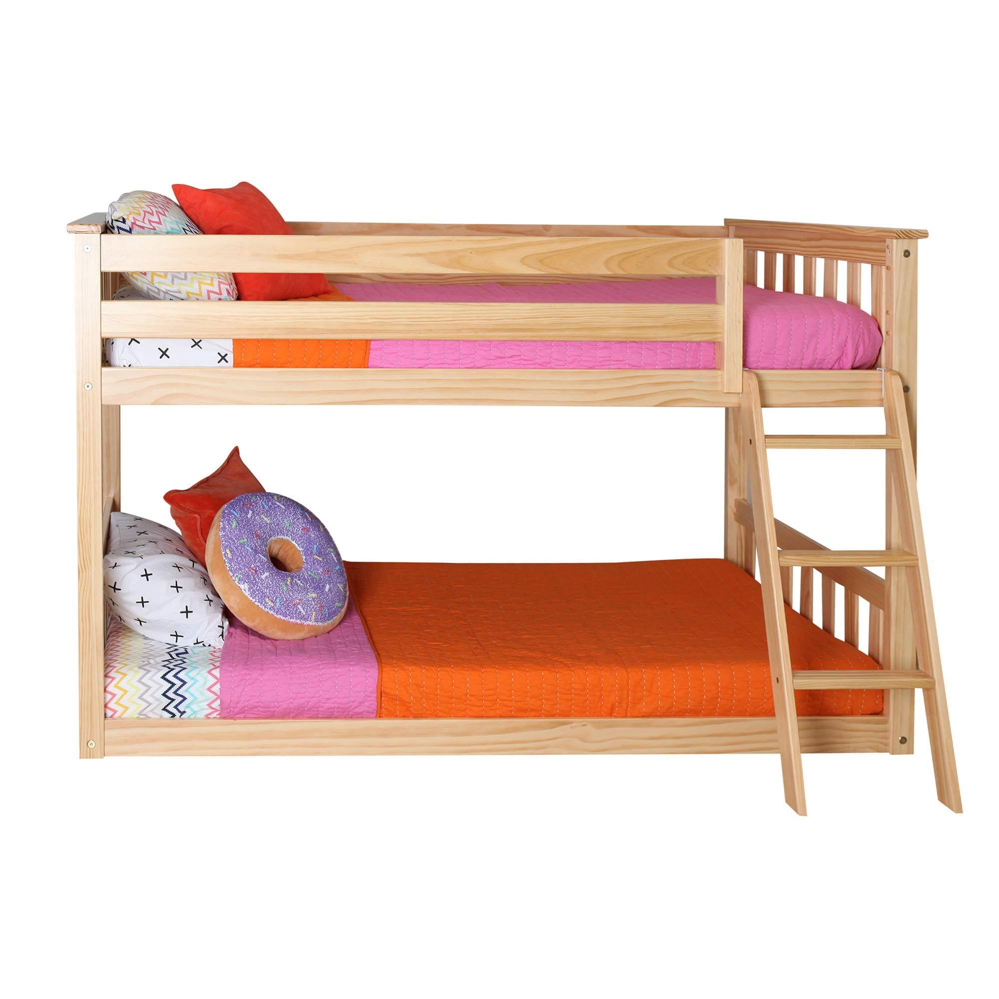 Twin Over Twin Low Bunk Bed, Natural I23336