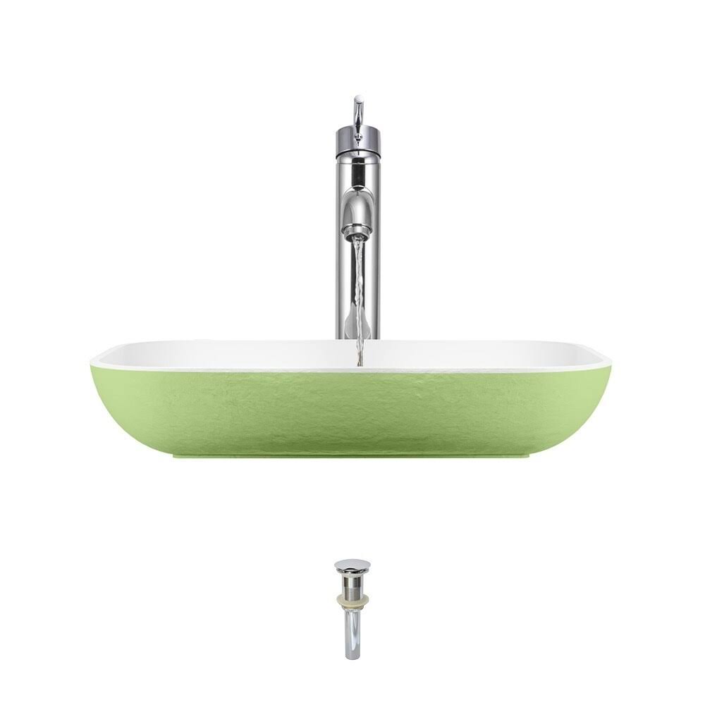 Polystone Rectangle Vessel Sink with Vessel Faucet D35850