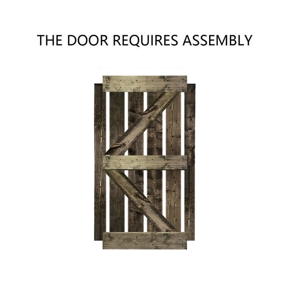 Sage Green Stained Wood Sliding Barn Door with Hardware Kit P2395