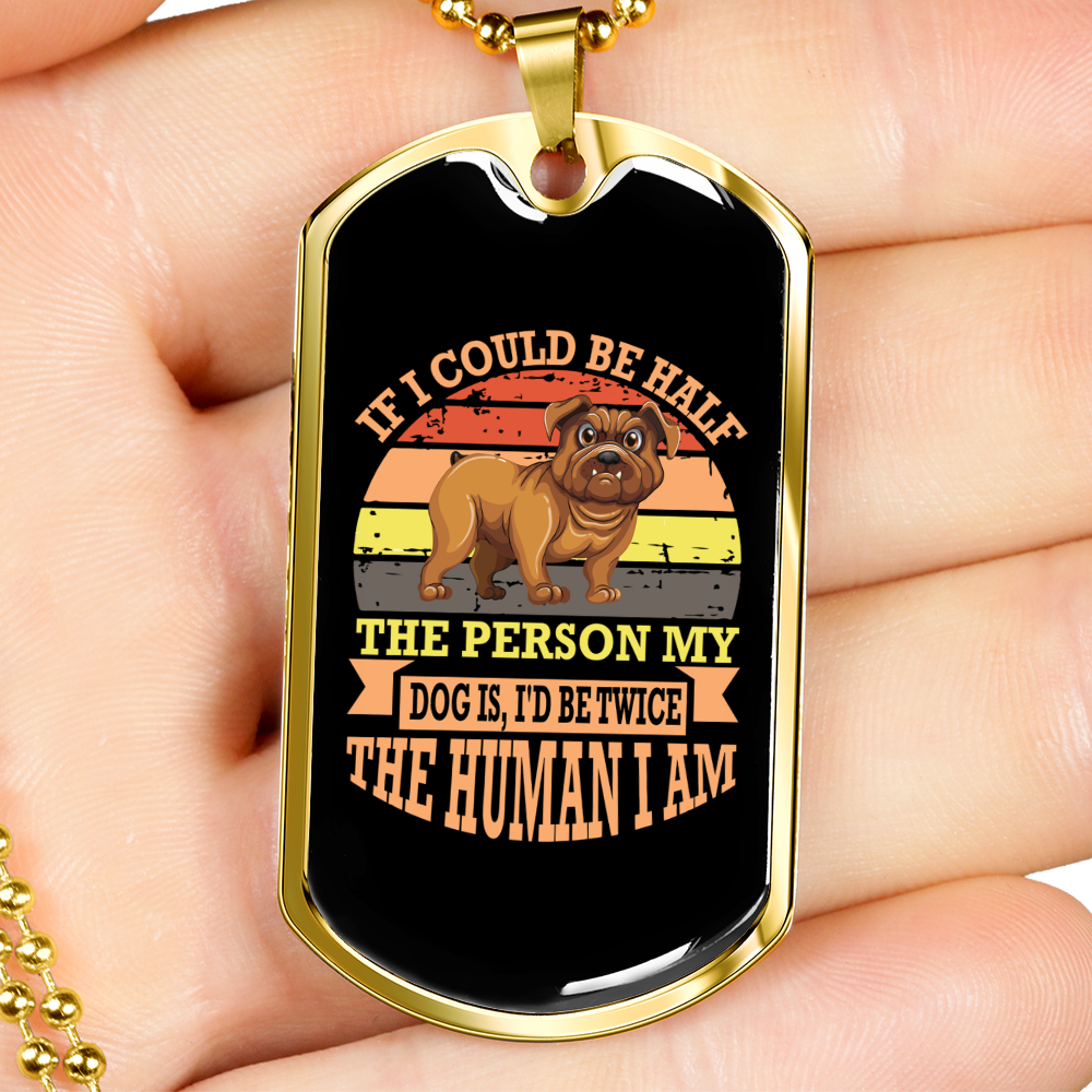 Peach Stainless Steel Dog Tag Necklace 24" Chain V207