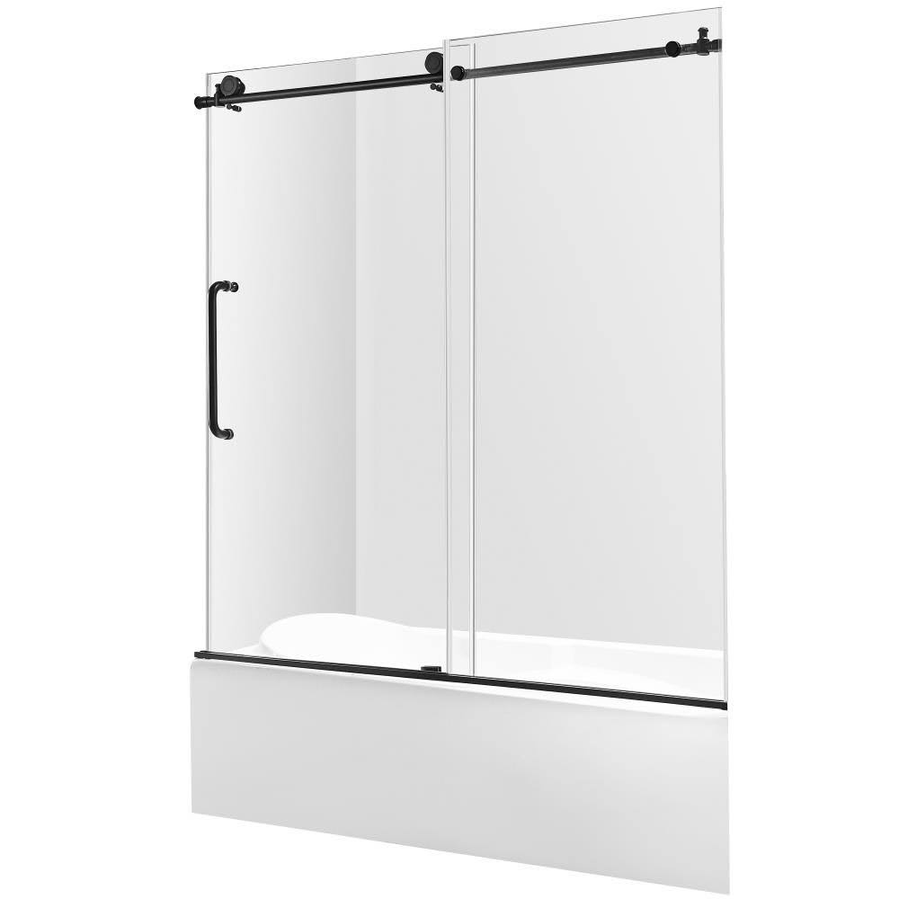 Frameless Sliding Tub Door in Matte Black Stainless Steel H26365