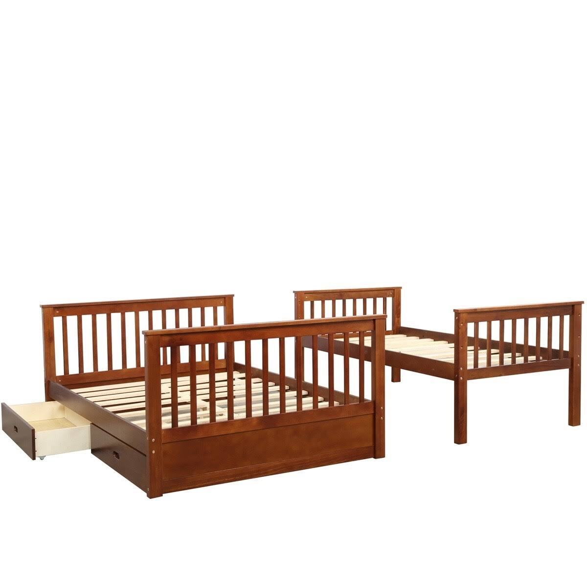 Twin Over Full Bunk Bed with Ladders and 2 Storage Drawers G7260