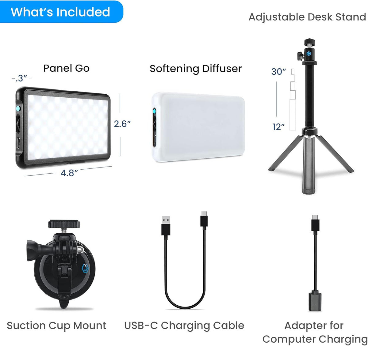 Broadcast Lighting Kit with Tripod & Suction Mount, Pack of 2 F15139