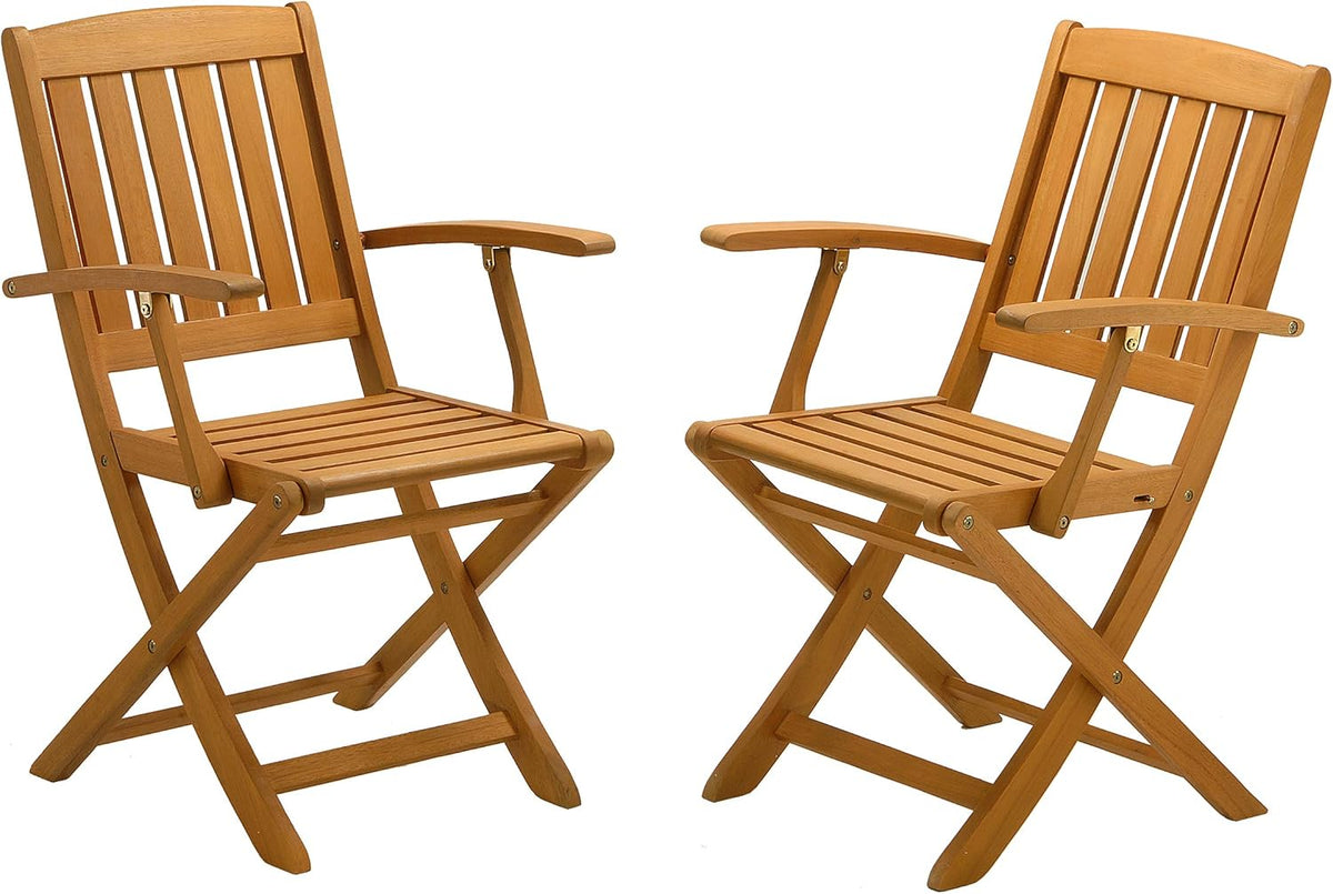 Eucalyptus Wood Folding Patio Armchair, Set of 2 K747991