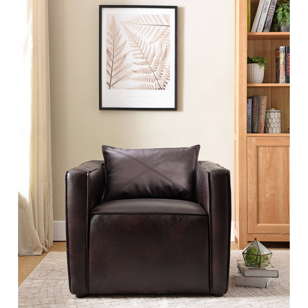 Distressed Grey Vinyl Padded Accent Chair Y18173